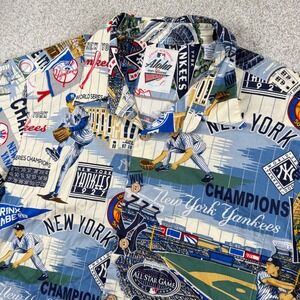 Reyn Spooner New York Yankees Men XL Blue MLB Baseball Aloha Button Up Shirt